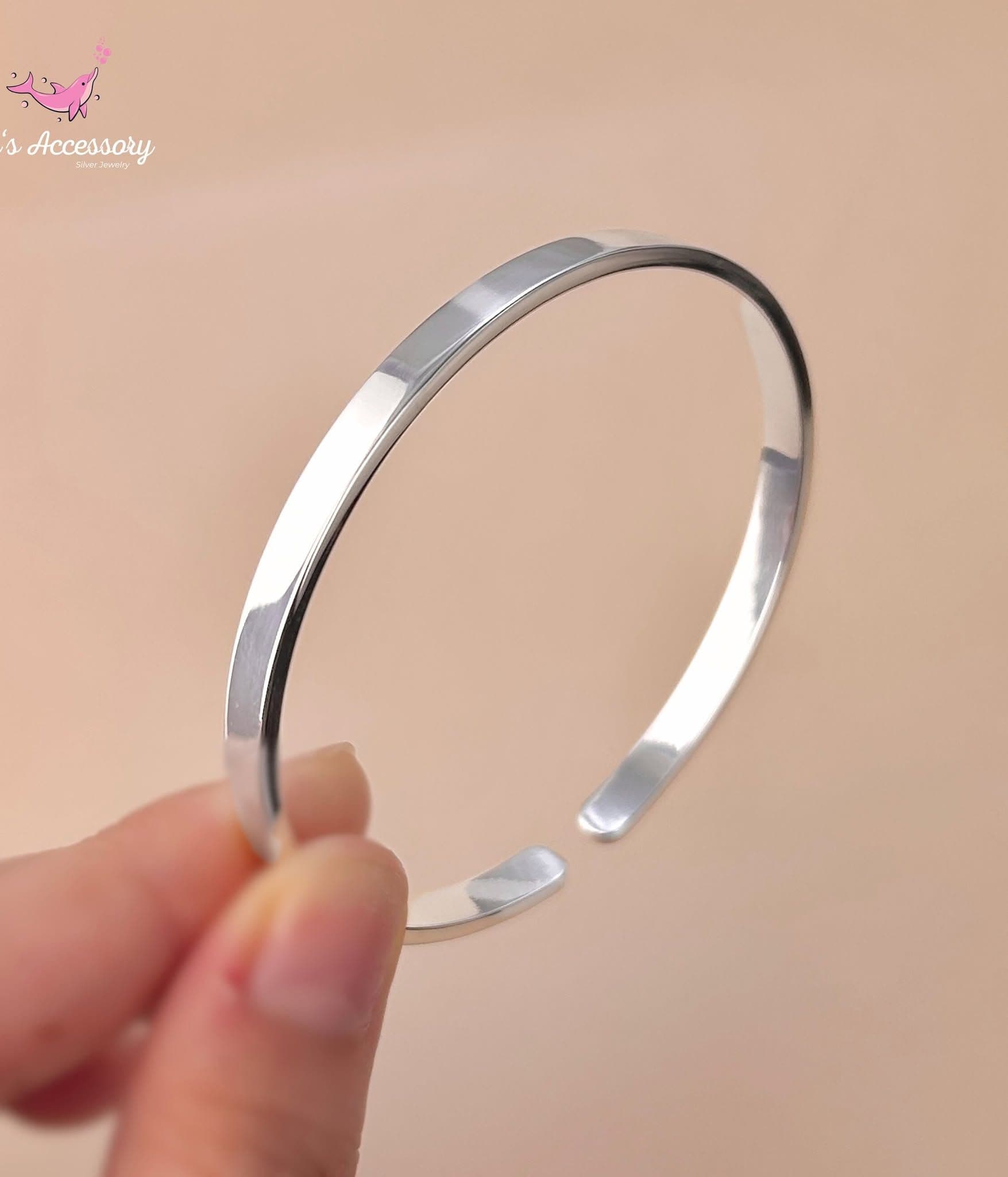 Plain Open Silver Cuff (Engravable)