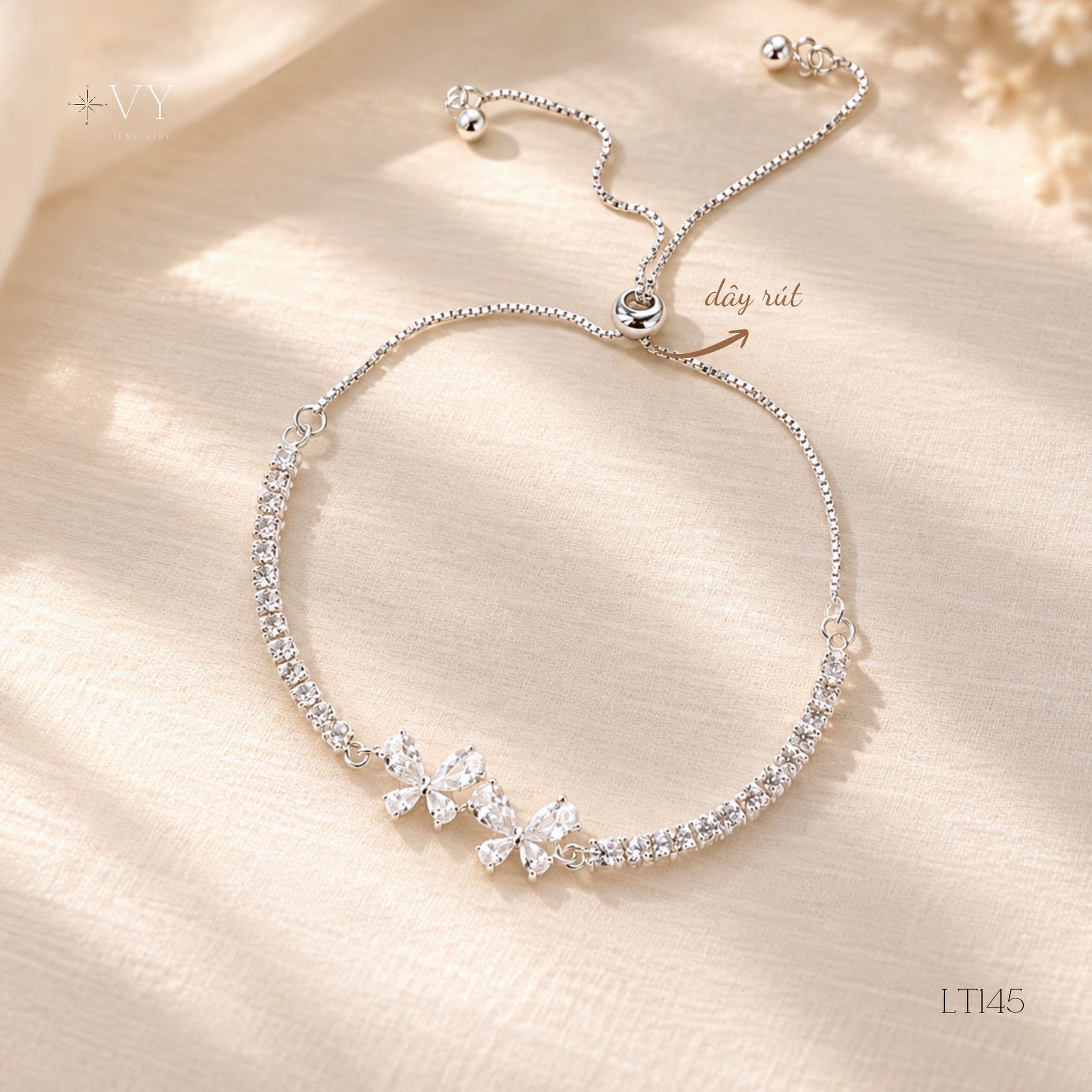 Silver Bow Pavé Slider Bracelet