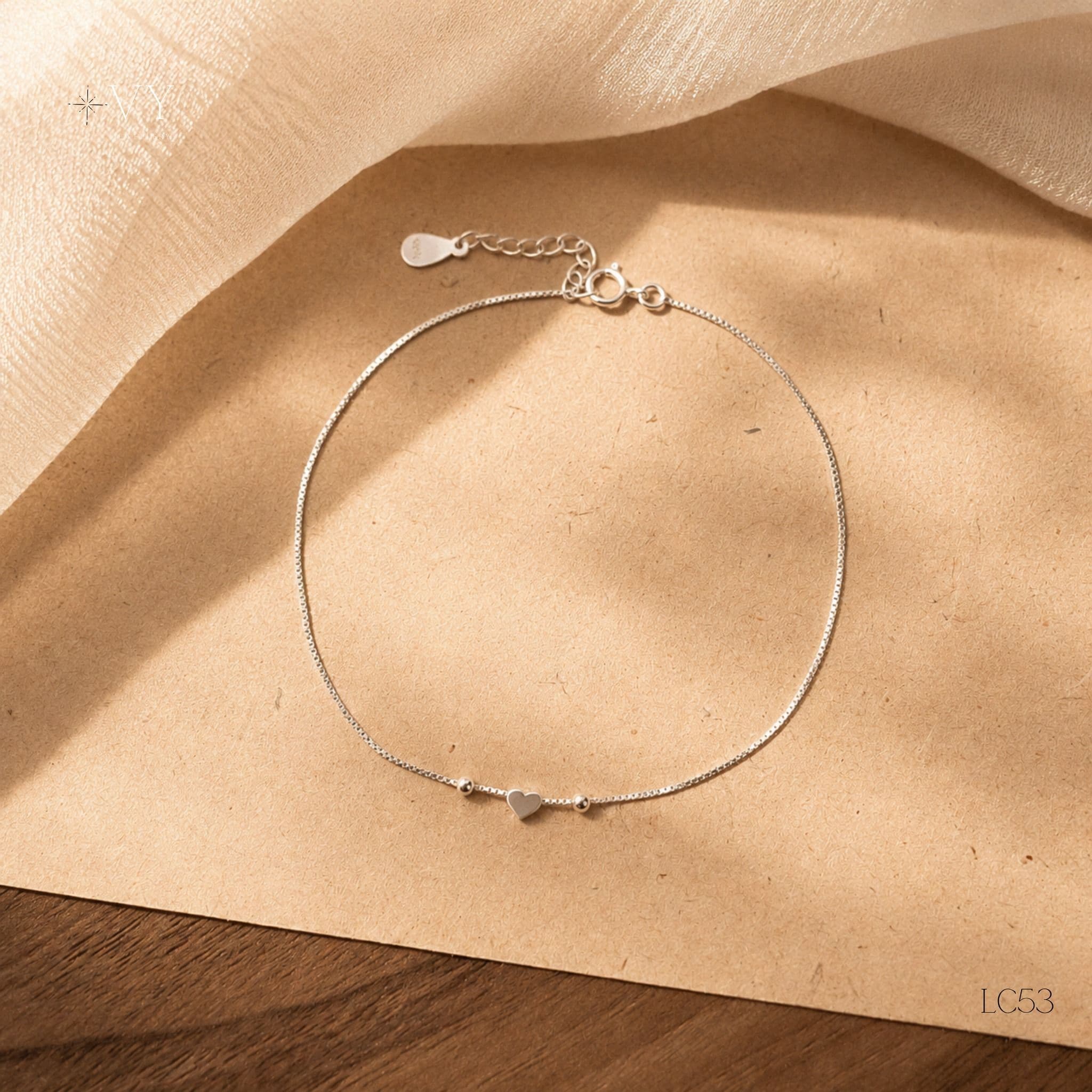 Silver Heart Anklet