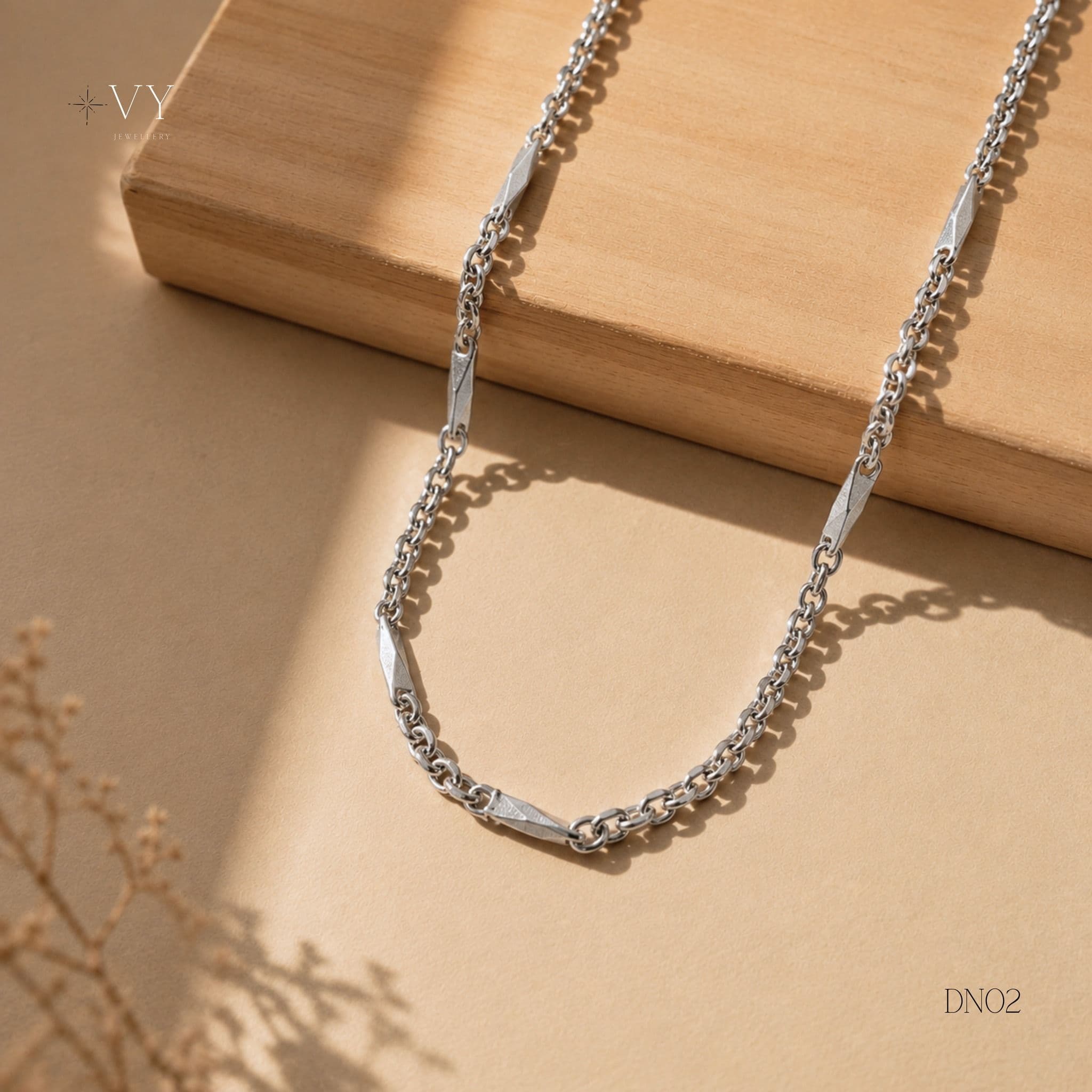 Men's Silver Bar-Link Chain Necklace