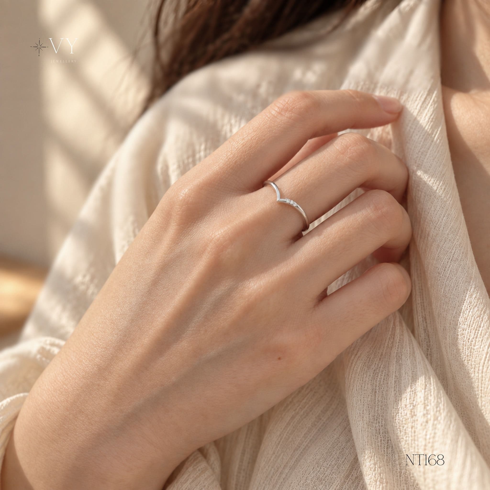 Slim Silver Chevron Ring