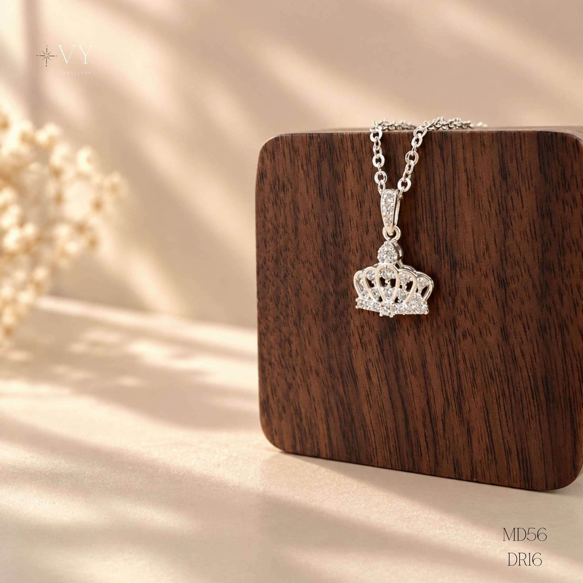 Silver Pavé Crown Pendant