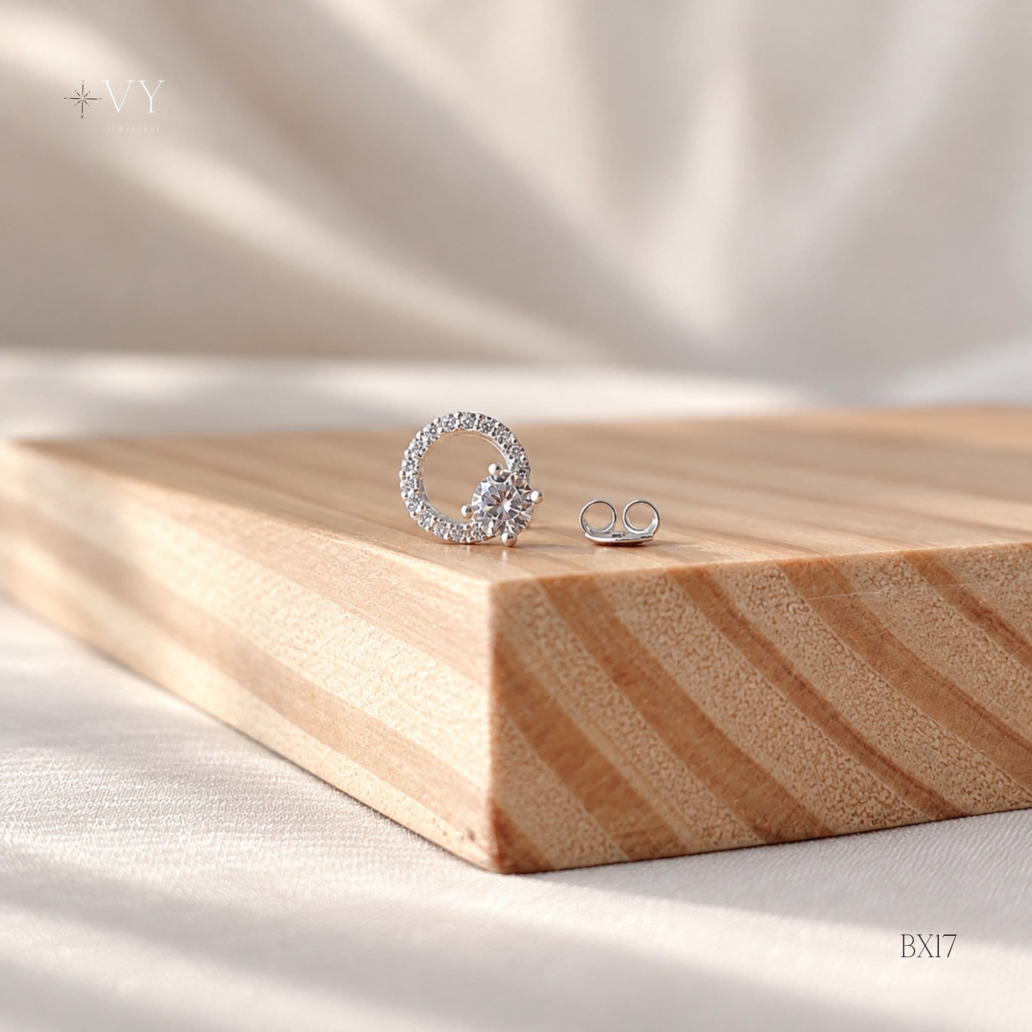 Silver Pavé Circle Stud Earrings